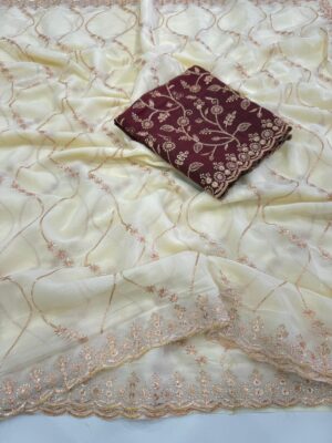 Sequence Embroidery Saree - Image 10