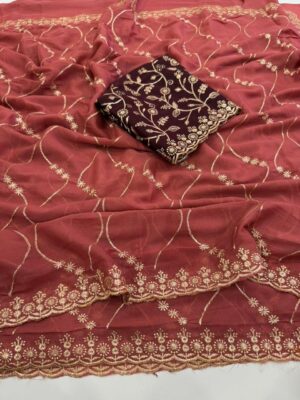 Sequence Embroidery Saree - Image 15