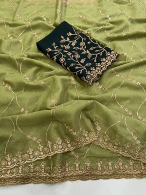 Sequence Embroidery Saree - Image 12