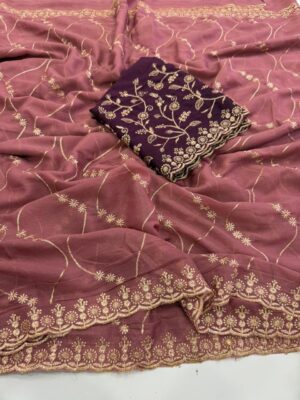 Sequence Embroidery Saree - Image 14