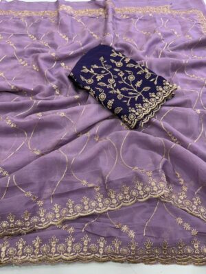 Sequence Embroidery Saree - Image 9