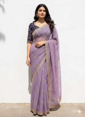 Sequence Embroidery Saree - Image 6
