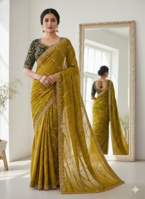 Sequence Embroidery Saree - Image 4