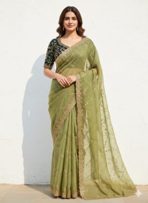 Sequence Embroidery Saree - Image 7