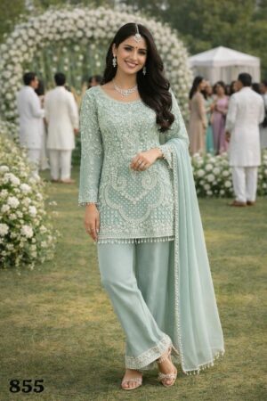 MRUDANGI BEADS READYMADE REAL GEORGETTE FESTIVE WEAR 3 PCS SUITS - Image 3