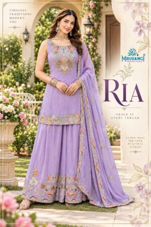 MRUDANGI RIA READYMADE REAL VISCOSE CHINON OCCASION WEAR 3 PCS SUITS - Image 4
