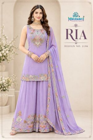 MRUDANGI RIA READYMADE REAL VISCOSE CHINON OCCASION WEAR 3 PCS SUITS - Image 3