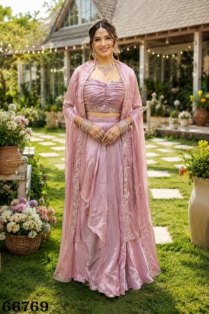 MRUDANGI MITALI READYMADE REAL FANDY SILK WESTERN STYLE BLOUSE SKIRT WITH JACKET - Image 3