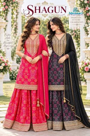 MRUDANGI SHAGUN READYMADE REAL CHINON SILK PARTY WEAR TOP PLAZZO WITH DUPATTA - Image 5