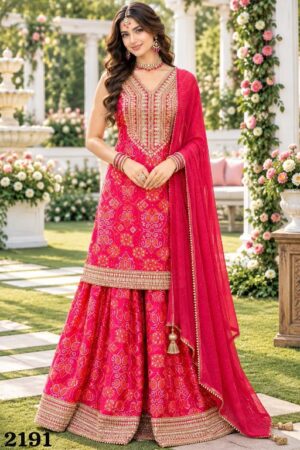 MRUDANGI SHAGUN READYMADE REAL CHINON SILK PARTY WEAR TOP PLAZZO WITH DUPATTA - Image 3