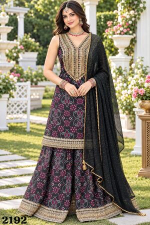 MRUDANGI SHAGUN READYMADE REAL CHINON SILK PARTY WEAR TOP PLAZZO WITH DUPATTA - Image 7