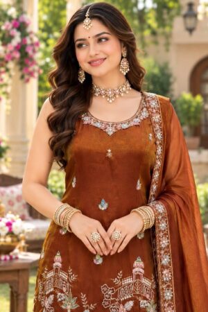 MRUDANGI AAVYA READYMADE REAL VISCOSE TISSUE SILK FESTIVE WEAR 3 PCS SUITS - Image 3