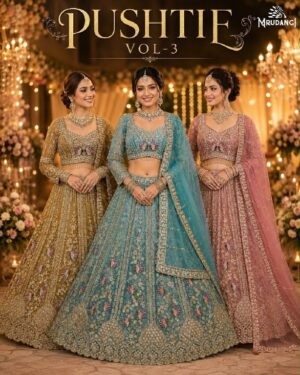 MRUDANGI PUSHTIE VOL 3 READYMADE PREMIUM NET FULL HEAVY LOOK BEADS WORK STYLISH LEHENGA CHOLI - Image 7