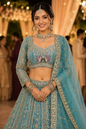 MRUDANGI PUSHTIE VOL 3 READYMADE PREMIUM NET FULL HEAVY LOOK BEADS WORK STYLISH LEHENGA CHOLI - Image 3