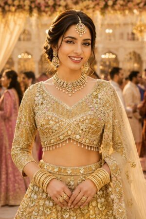 CHAAVI READYMADE PREMIUM NET HEAVY WORK WEDDING WEAR LEHENGA CHOLI FOR BRIDES - Image 3
