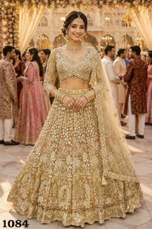 CHAAVI READYMADE PREMIUM NET HEAVY WORK WEDDING WEAR LEHENGA CHOLI FOR BRIDES - Image 7