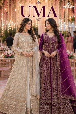 UMA READYMADE PREMIUM NET FULL HEAVY LOOK INDO WESTERN ANARKALI LEHENGA - Image 8