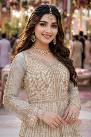 UMA READYMADE PREMIUM NET FULL HEAVY LOOK INDO WESTERN ANARKALI LEHENGA - Image 4