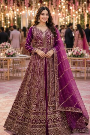 UMA READYMADE PREMIUM NET FULL HEAVY LOOK INDO WESTERN ANARKALI LEHENGA - Image 6